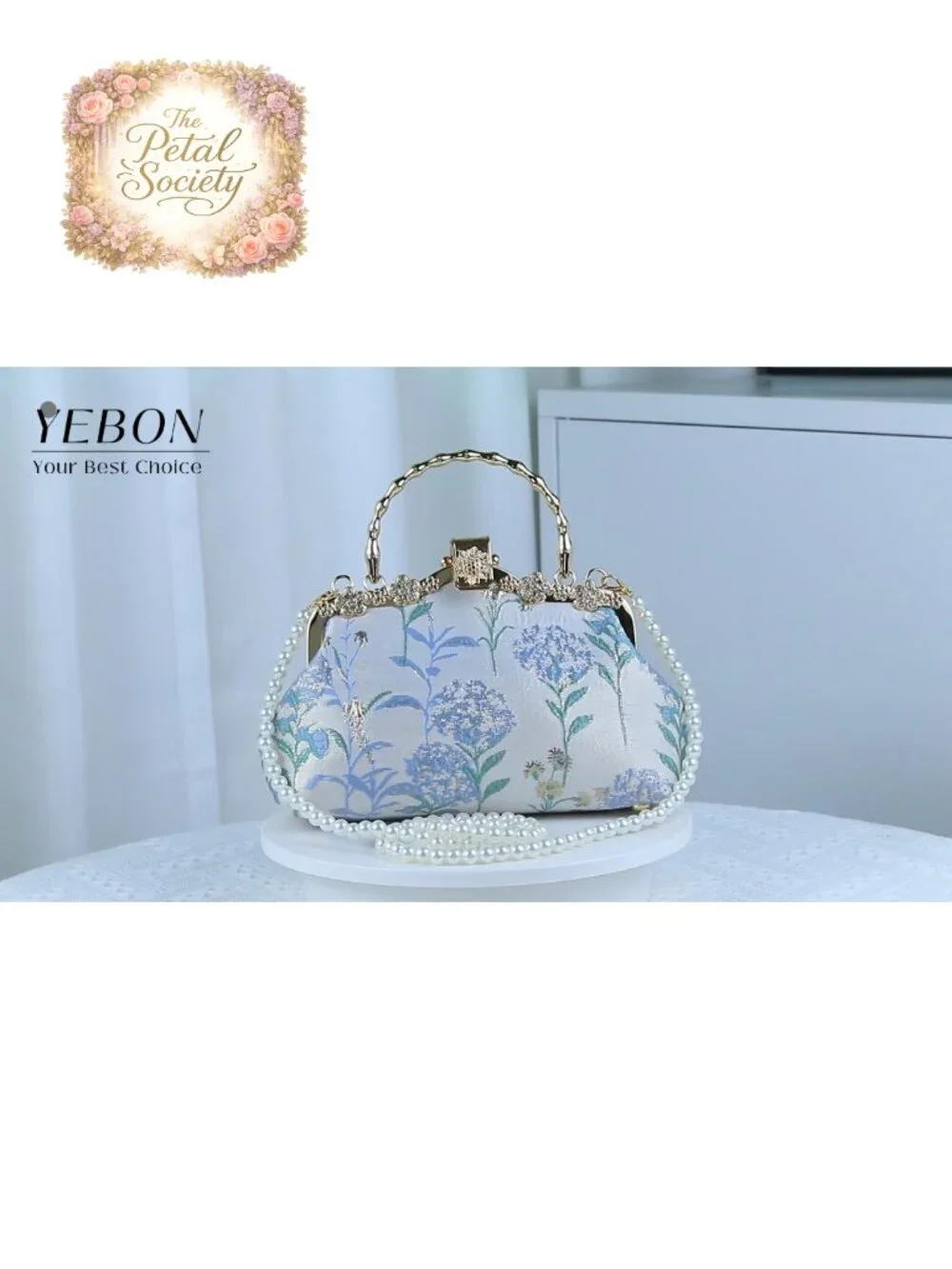 Vintage Chinese Embroidery Jacquard Evening Clutch with Metal Frame